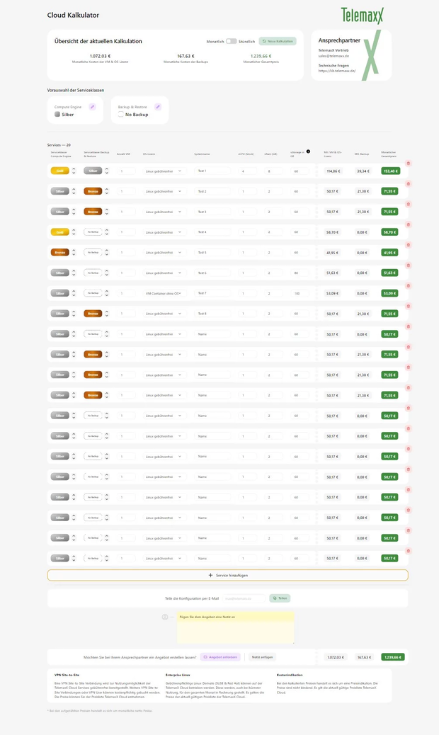 Telemaxx Cloud Kalkulator 2